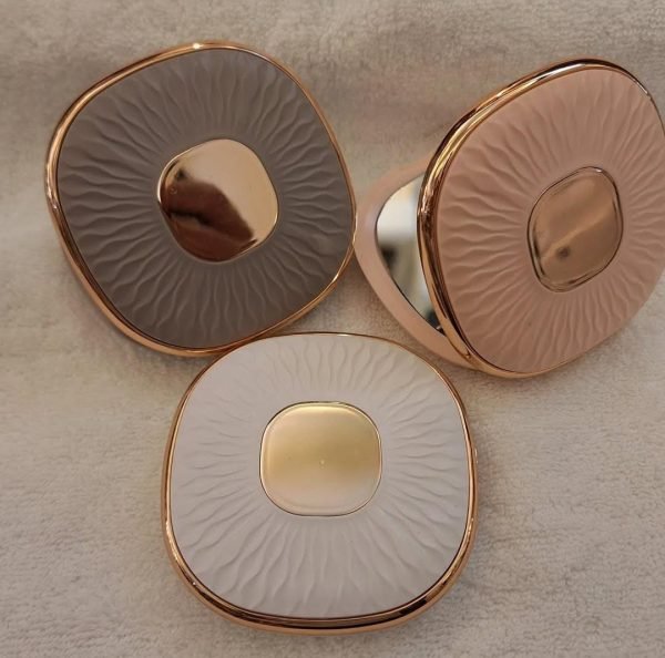 Espejo De Mano Cartera Plegable Maquillaje Regular + Aumento Marco Beige - Imagen 3