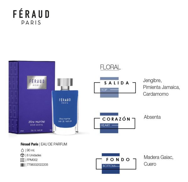 Feraud Paris Bleu Marine Eau De Parfum 90ml - Imagen 4