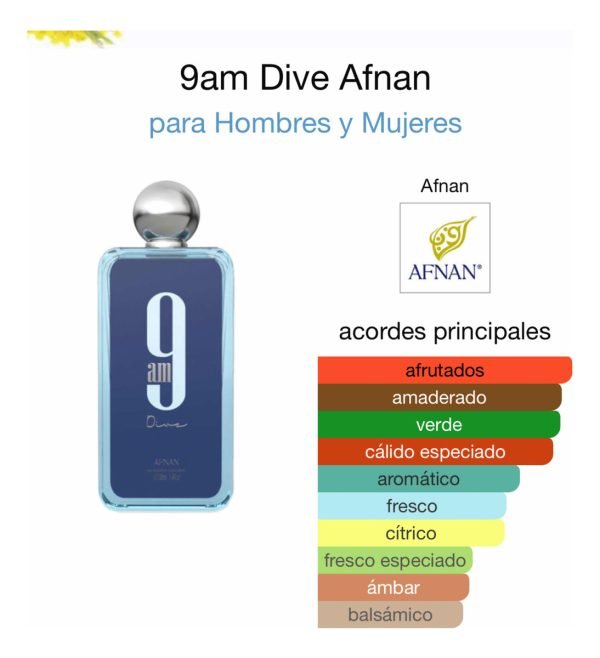 9am Dive Unisex Afnan 100ml Edp Spray - Imagen 4