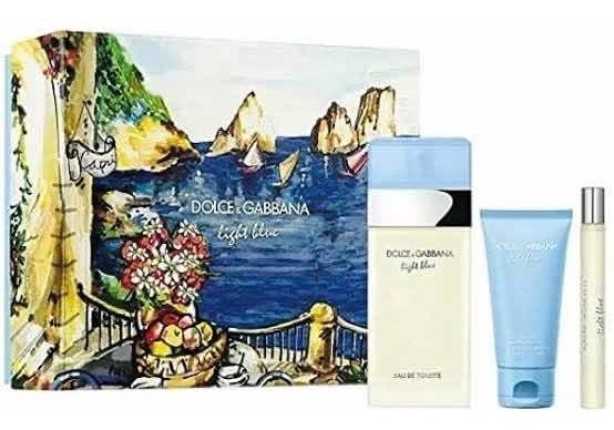 D&g Light Blue Edt De 100 Ml, Crema Corporal De 50 Ml Y Spray De Viaje De 10 Ml