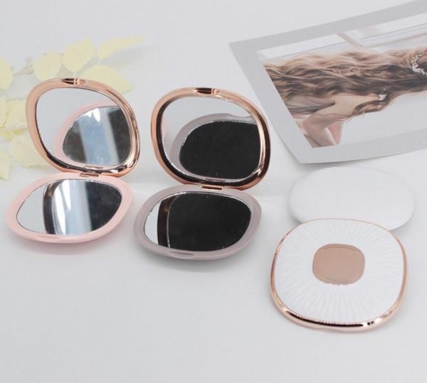 Espejo De Mano Cartera Plegable Maquillaje Regular + Aumento Marco Beige - Imagen 5