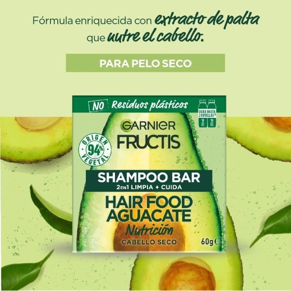 Shampoo En Barra Garnier Fructis Hair Food Aguacate - 60gr - Imagen 4
