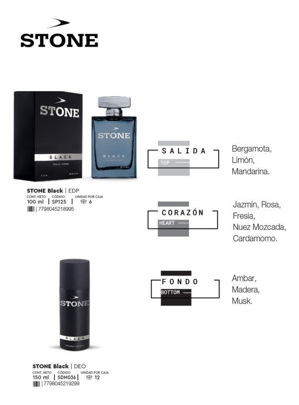 Perfume Hombre Stone Black X 100 Ml - Imagen 4