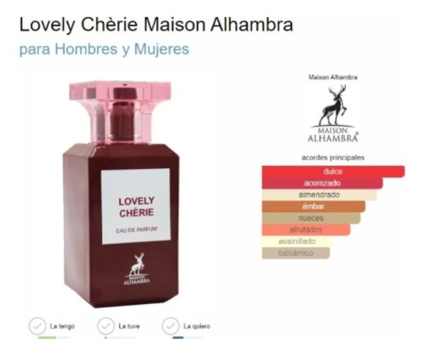 Lovely Cherie Maison Alhambra Perfume 80 Ml Edp - Imagen 4